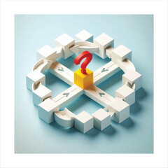 "Decision Maze Concept with Red Question Mark in Center.