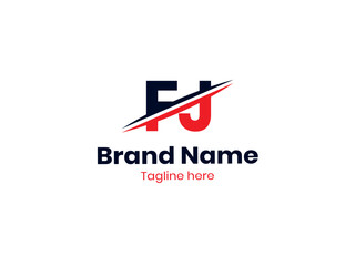 Vector FJ logo design is divided by a line. FJ  Letter Logo Design. Initial letters JF logo icon. Letter JF logotype logo design template.