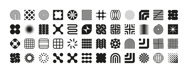 Collection of geometric and abstract shapes.