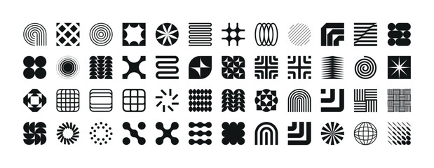 Collection of geometric and abstract shapes.