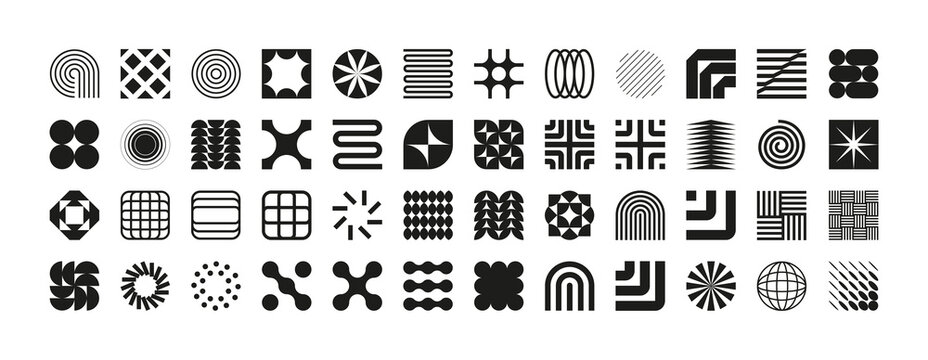 Collection of geometric and abstract shapes.