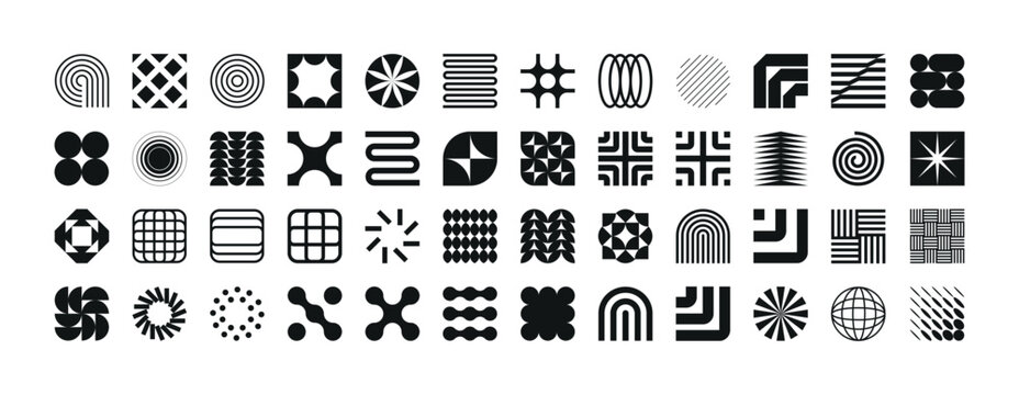 Collection of geometric and abstract shapes.