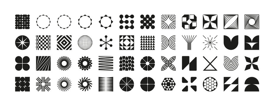 Collection of geometric and abstract shapes.