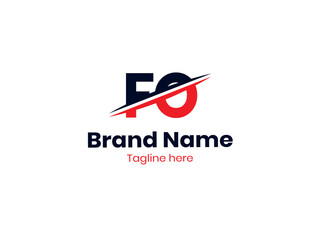 Vector FO logo design is divided by a line. FO Letter Logo Design. Initial letters OF logo icon. Letter OF logotype logo design template.