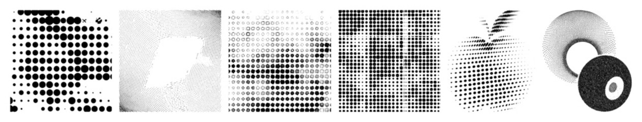 Vector Abstract vector formations of dots create dynamic wave and sphere shapes.