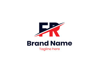 Vector FR logo design is divided by a line. FR Letter Logo Design. Initial letters RF logo icon. Letter RF logotype logo design template.