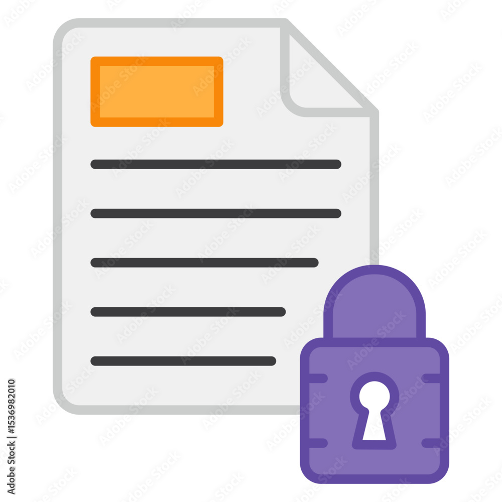 Poster secure document icon with padlock symbolizing digital data protection, confidential files, and priva