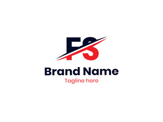 Vector FS logo design is divided by a line. FS Letter Logo Design. Initial letters SF logo icon. Letter SF logotype logo design template.