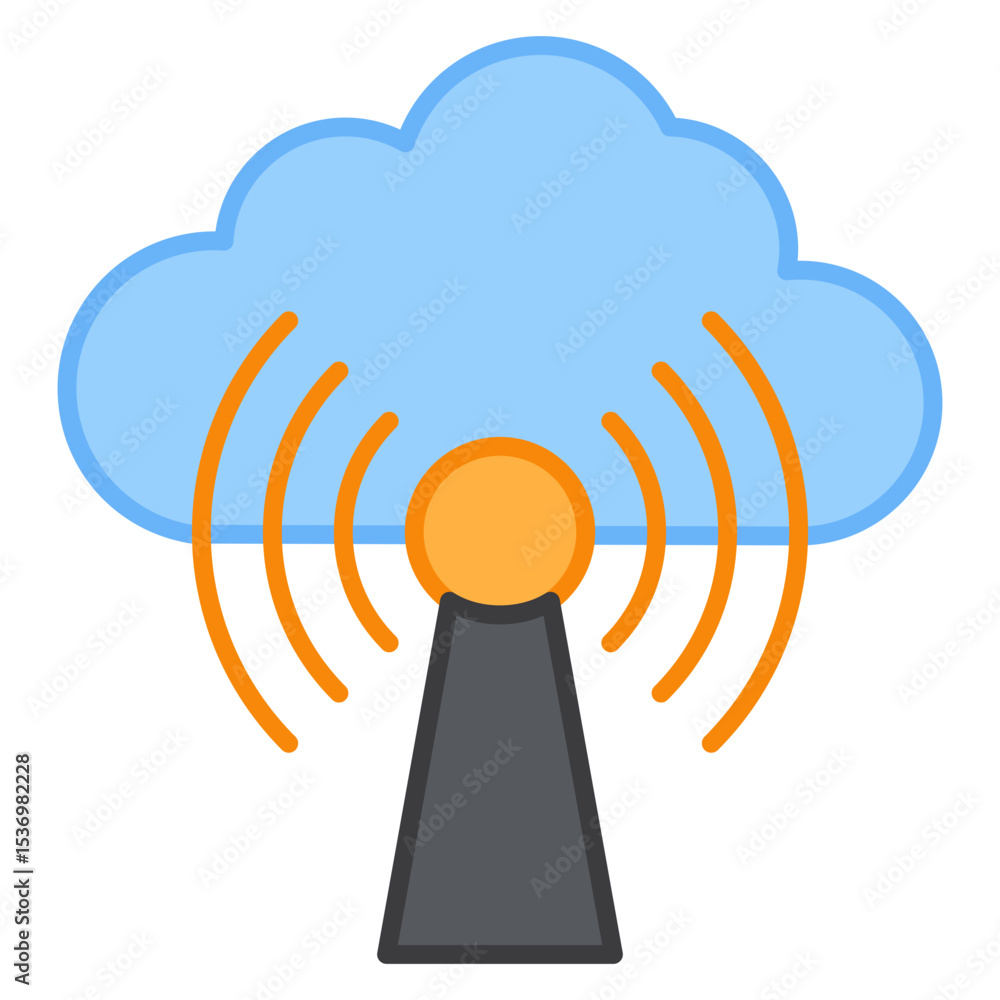 Poster cloud computing data transfer wireless network communication technology icon