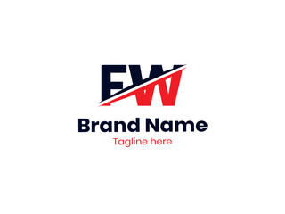 Vector FW logo design is divided by a line. FW Letter Logo Design. Initial letters WF logo icon. Letter WF logotype logo design template.