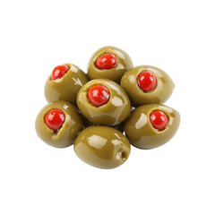 Close-up of Green Olives Stuffed with Pimentos