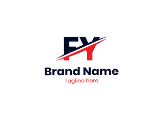 Vector FY logo design is divided by a line. FY logo template with red and black colors. YF logo, YF letter
