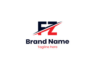 Vector FZ logo design is divided by a line. FZ logo template with red and black colors. ZF logo, ZF letter