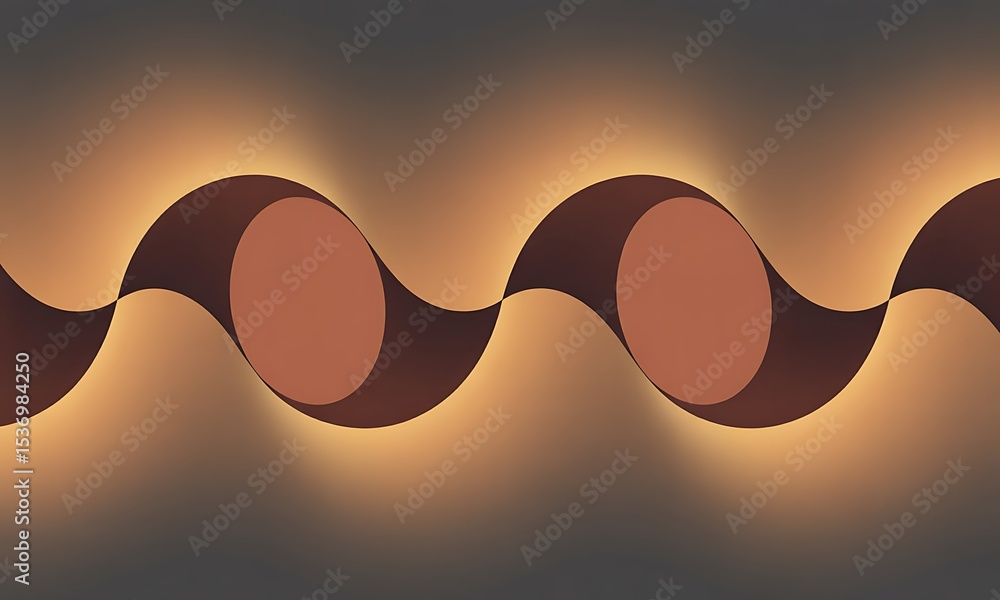 Poster abstract wave pattern with warm lighting design element