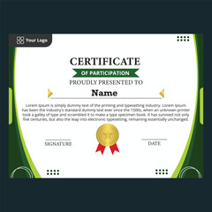 Elegant Certificate Template with Green Frame and Abstract Side