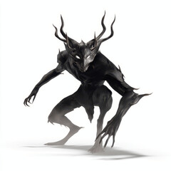 Fototapeta premium Dark Fantasy Creature Antlered Shadow Beast