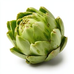 Fototapeta premium Fresh Green Artichoke Vegetable Isolated on White Background Studio Shot Perfect for Culinary Recipes and Healthy Eating