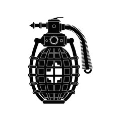 Steampunk grenade silhouette black and white vector design