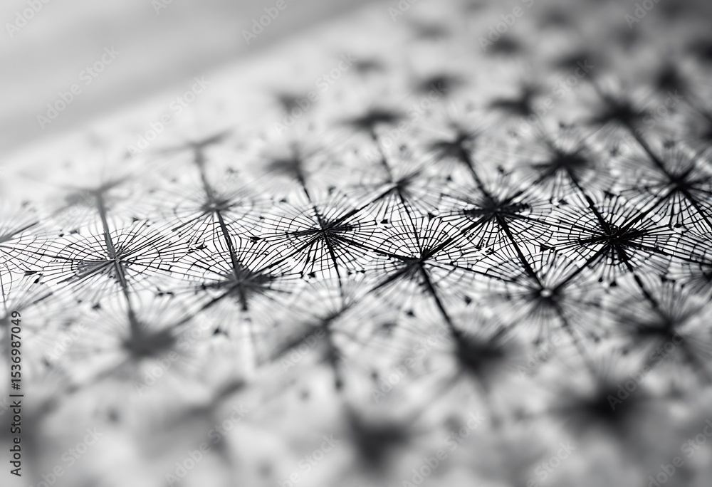 Poster abstract starburst pattern macro close-up in black and white