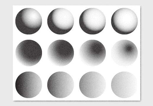 Vector collection of abstract circle stipple noise texture backgrounds