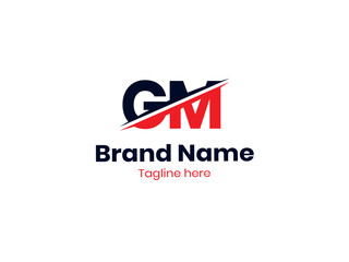 Vector GM logo design is divided by a line. GM logo template with red and black colors. MG logo, MG letter