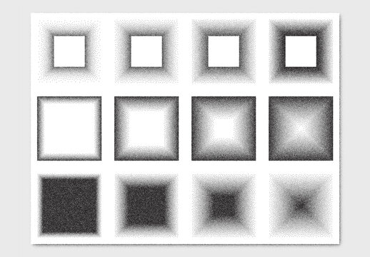 Vector collection of abstract square frame stipple noise texture backgrounds