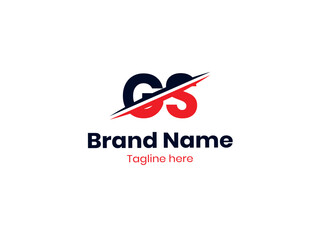 Vector GS logo design is divided by a line. GS logo template with red and black colors. SG logo, SG letter