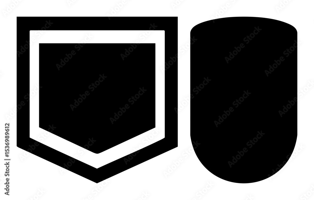 Poster vector two geometric shields one square and one rounded presented as vector .