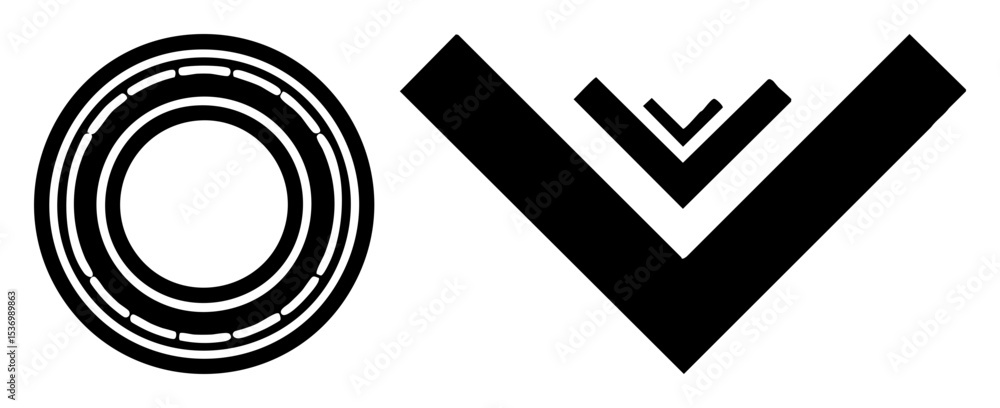 Poster vector geometric shapes featuring concentric circles and converging lines.