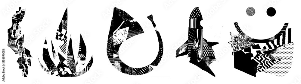 Poster vector abstract typographic features bold fragmented letterforms.