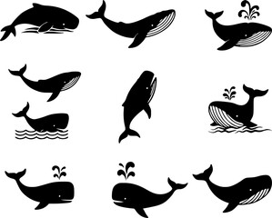 Obraz premium Whale icon set vector. 