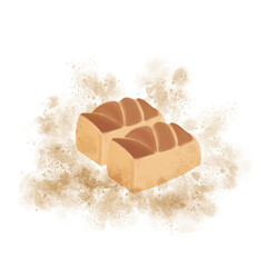 fresh baked artisan bread isolated on white - food illustration, flat design bread loaf isolated on white - food icon