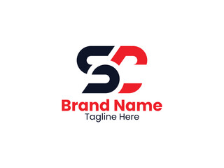 Creative Trendy Black and Red color SC Letter Logo Design with cs logo, sc logo, letter sc