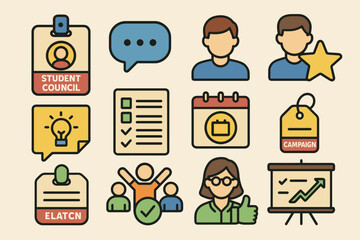 School council and campaign icons