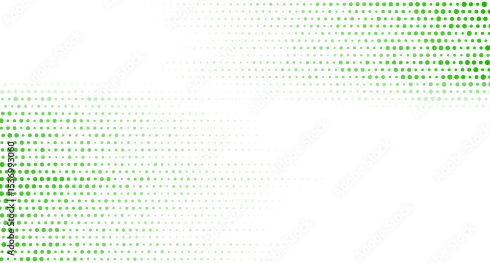 Poster bright green small halftone dots abstract hi-tech background. vector minimal geometry design