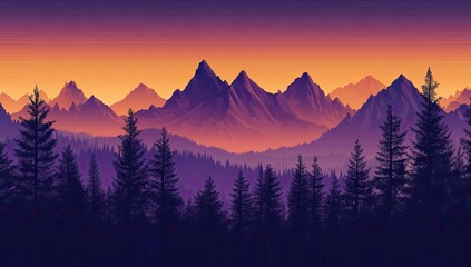 Majestic mountain range at sunset