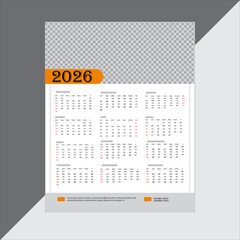 Stylish wall calendar design for 2026