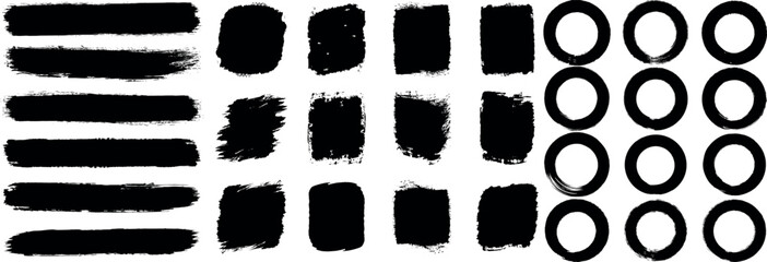 Brush strokes, black ink lines, Paintbrush, grunge circles shapes, grunge, Big collection of grunge black paint, ink brush strokes. Dirty texture banners. Set of rectrangle shape brush strokes. 
