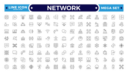 Network and People Outline icon set. Containing group, family, human, team, community, friends, population and more. Editable stroke outline icon.
