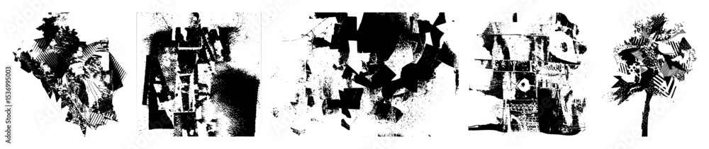 Poster vector abstract black brushstroke shapes create dynamic elements.