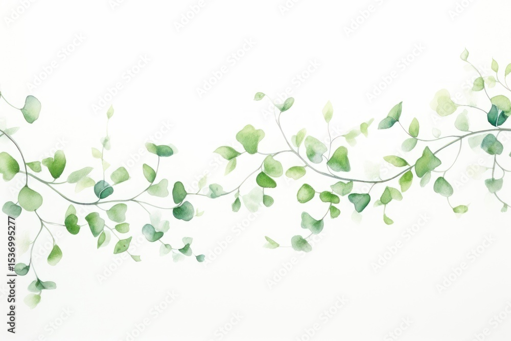 Poster minimal horizontal clean vine with shape edge in bottom border pattern nature plant.