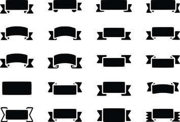 Obraz premium Black Banner Vector Collection Assorted Ribbon Label Tag Design Elements Scroll Silhouettes