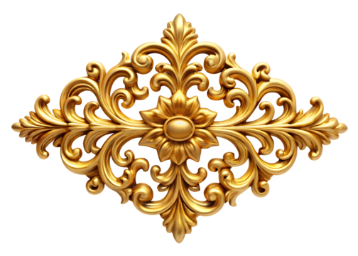 golden decorative element isolated on white background PNG,AI GENERATED - Powered by Adobe