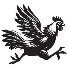 chicken running mood Silhouette clipart, Chicken Domestic animals vector, Chicken Animals Lover Gifts design sublimation

