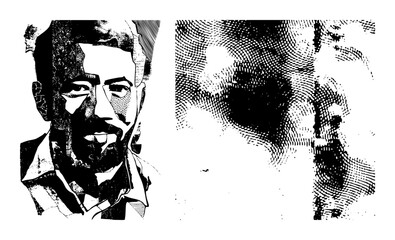 Vector Dramatic portrait illustrations of men with bold style.