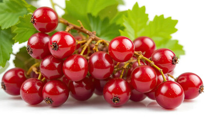 Red Currants Bunch with Green Foliage