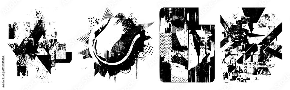 Poster vector abstract typographic features bold shapes and dynamic lines.