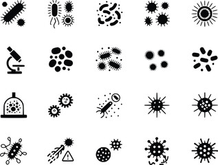 Bacteria Bacteria Virus Shapes Silhouettes Microbe Scientific Icon Silhouettes Vector Set
