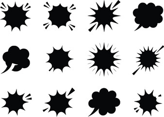Explosion Speech Bubbles  Starbursts Elements Thought  Black Burst Vector Silhouettes