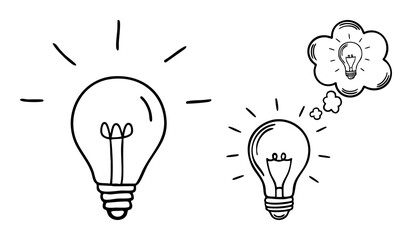 Vector Lightbulb Ideas with Thought Bubble